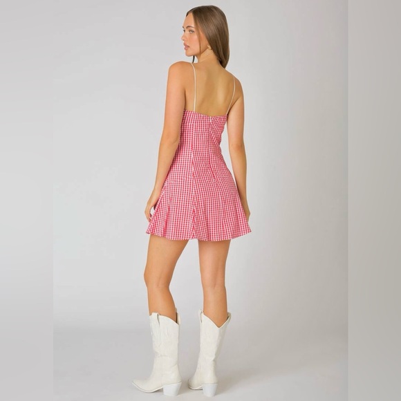 Cotton Candy LA milkmaid gingham mini dress red & white small NWT - Picture 4 of 12